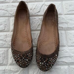 Frye Carson Studded Ballet Flat in Brown 8.5